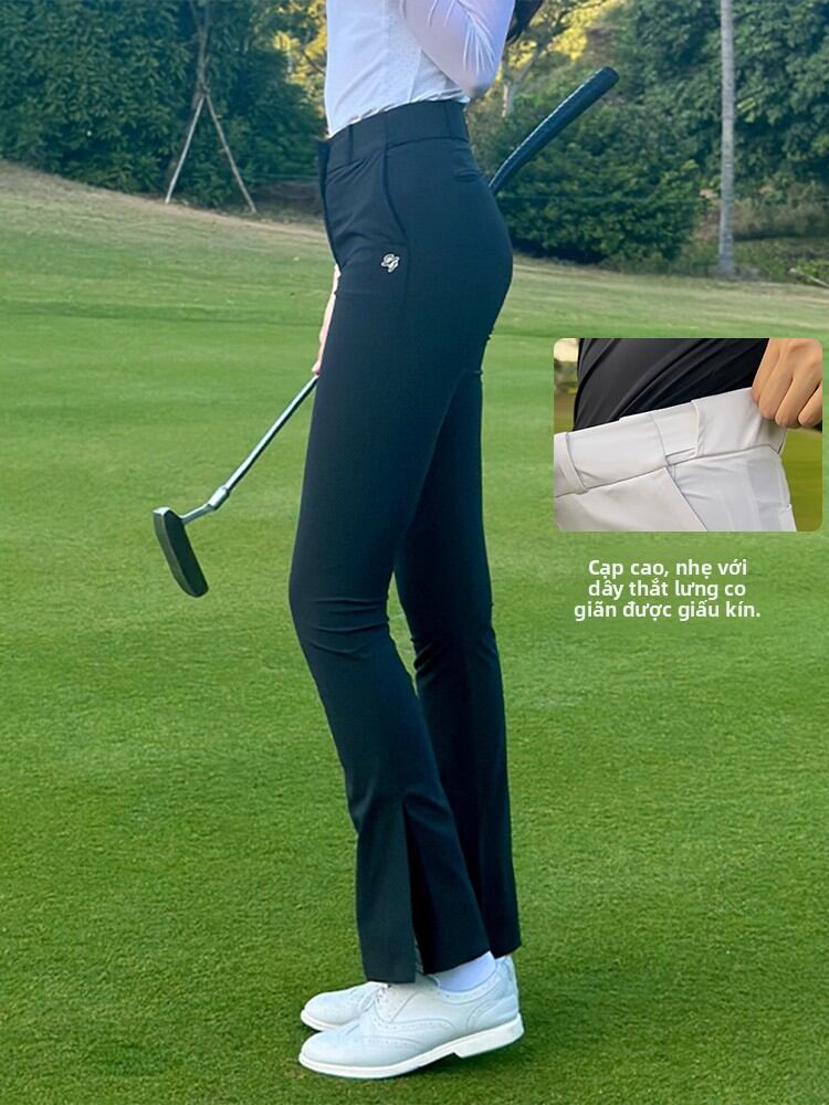 SWAN LOVE GOLF | Thin Lightweight Black High Waist Flared Split Golf Pants Giá 1,866,000 Đồng*Miễn phí vận chuyển