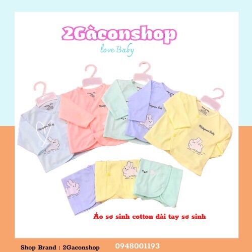 Áo dài tay sơ sinh cotton Minky cài chéo đẹp