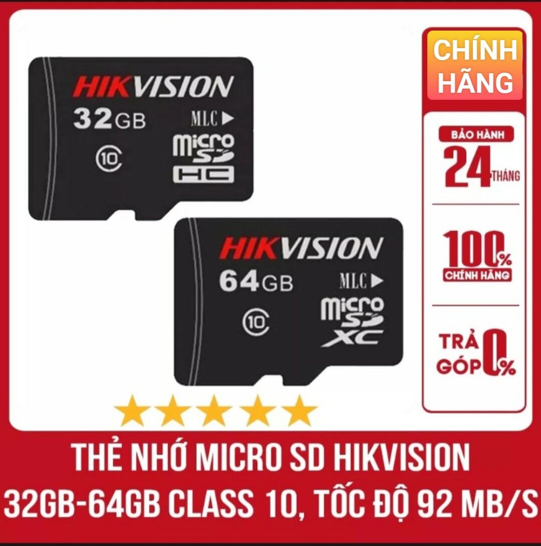 Thẻ nhớ Hikvision 64GB Hoặc 32GB Class 10 Tốc độ 92MB s, Cam kết chính hãng thumbnail