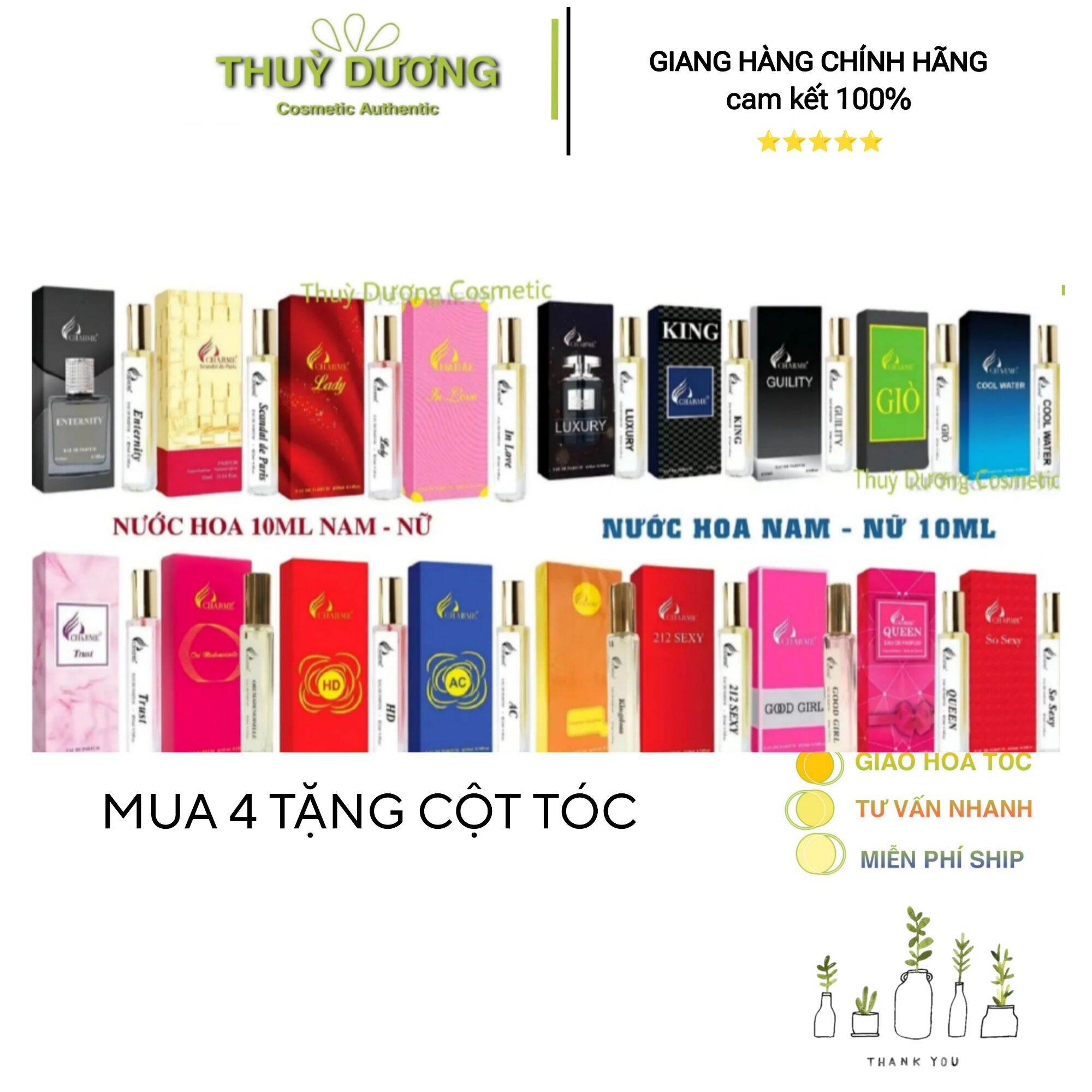 Nước hoa charme 10ml nam nữ chính hãng