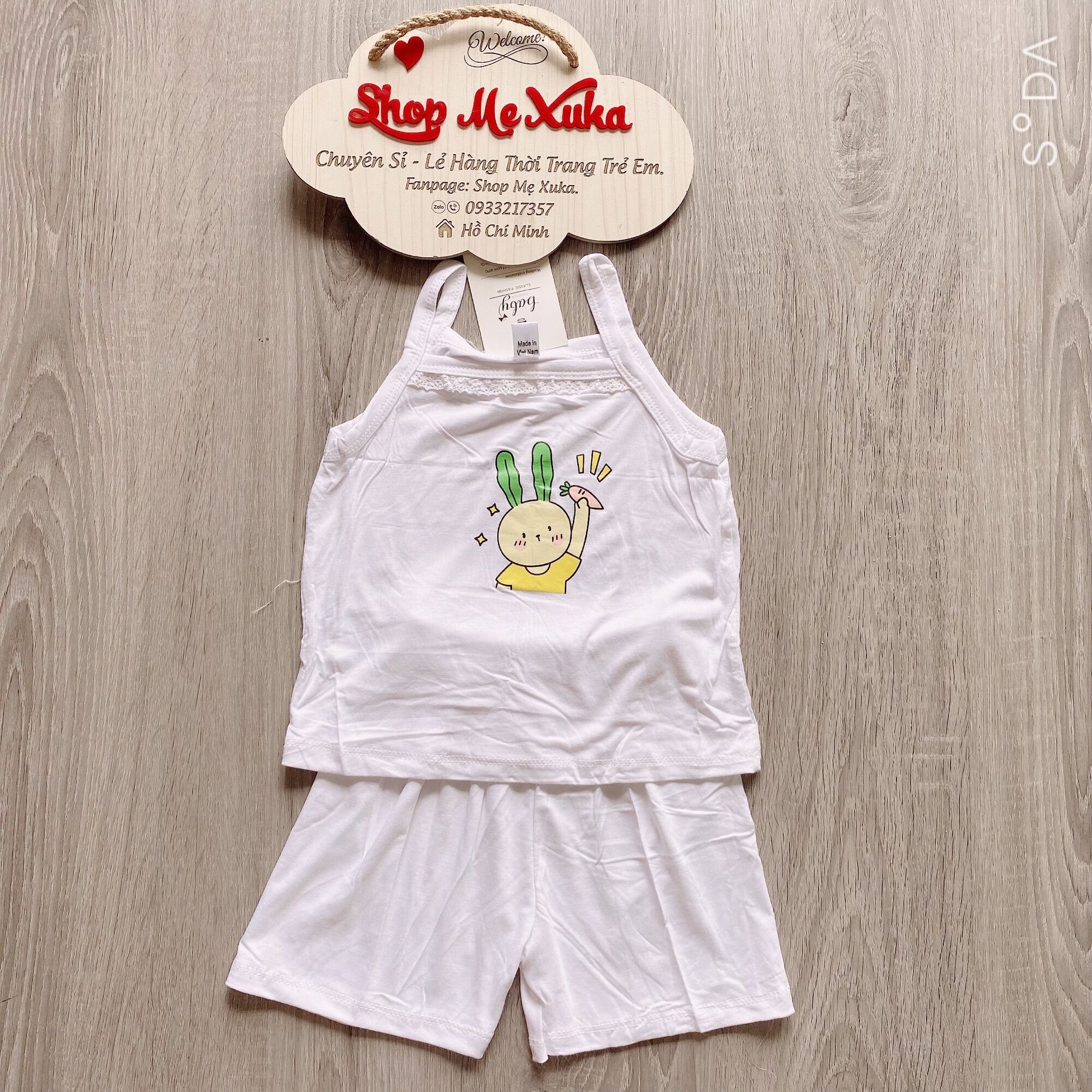 Đồ bộ 2 dây thun lạnh bé gái