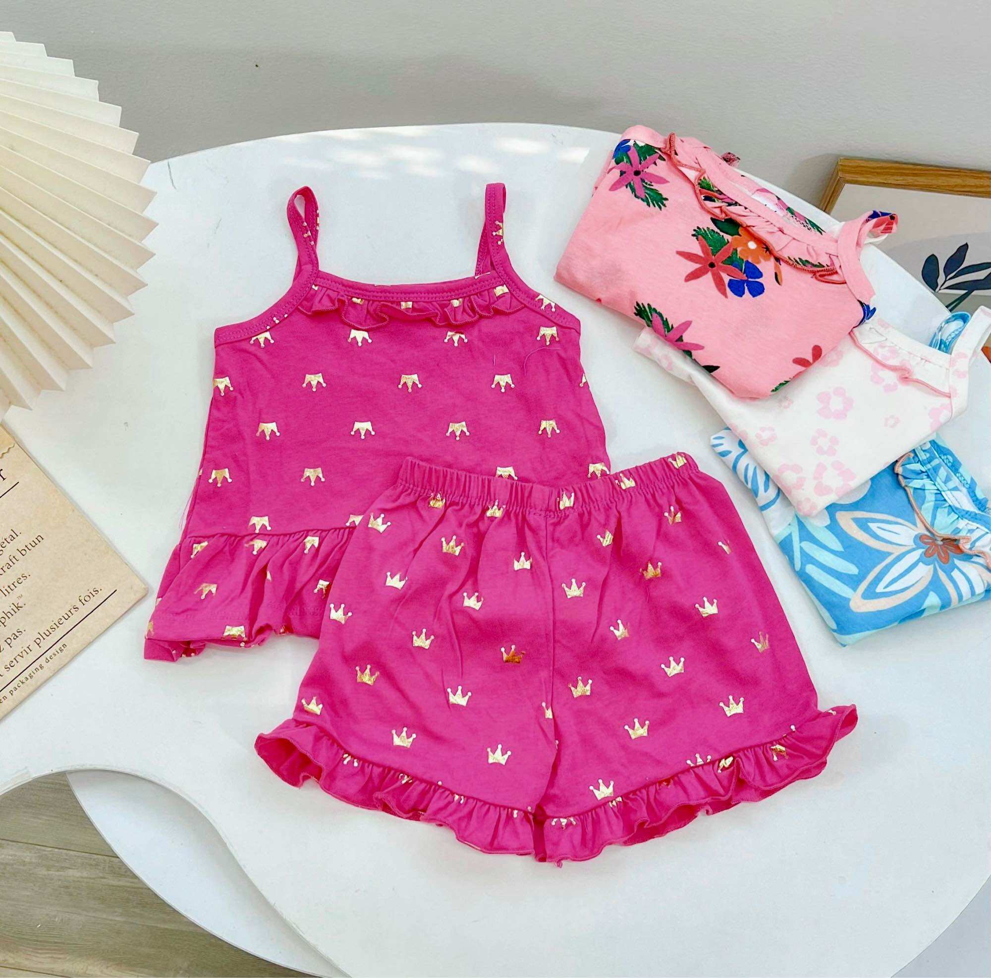 Bộ 2 dây thun cotton cho bé gái 5-18kg