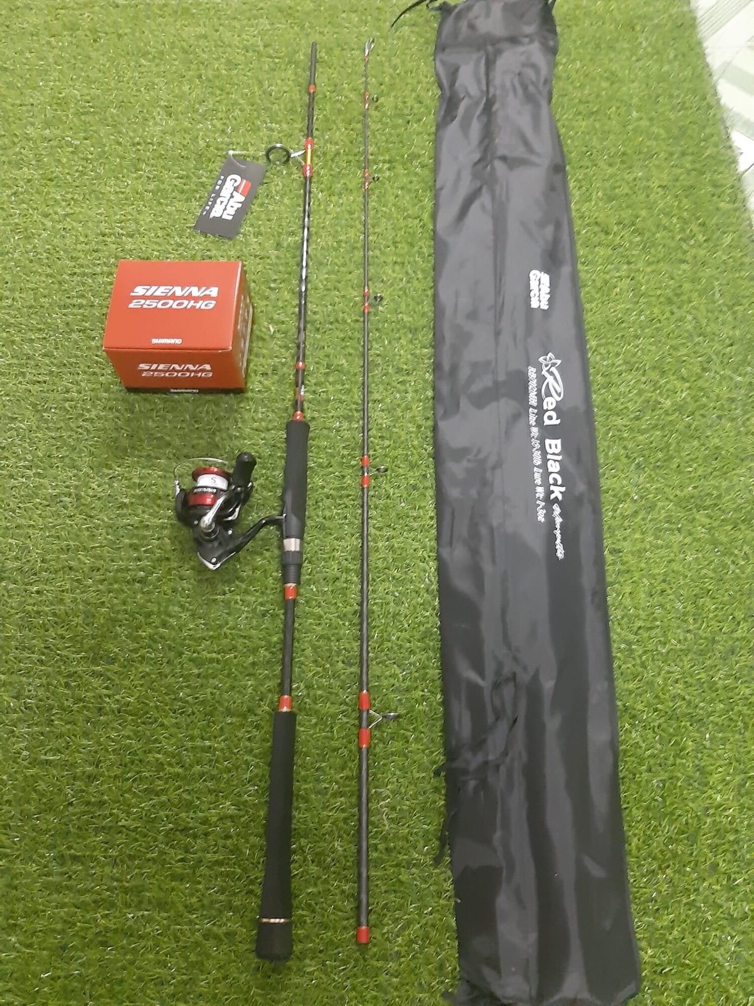 Combo cần máy lure bạo lực siêu chất lượng , Cần Abu Garcia Red Black kết hợp với máy Sienna