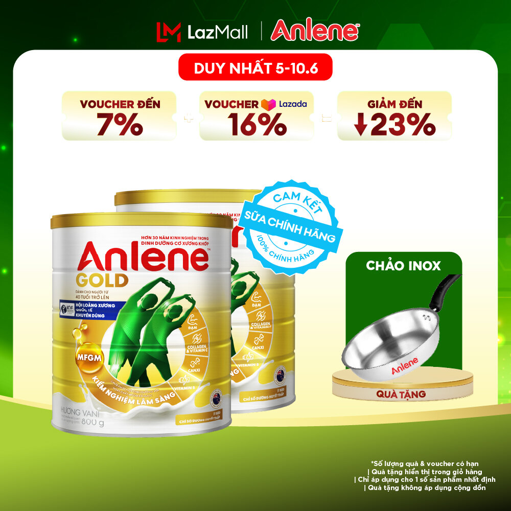 [Voucher giảm đến 26%]Combo 2 Sữa Bột Anlene Gold Hương Vani 800G