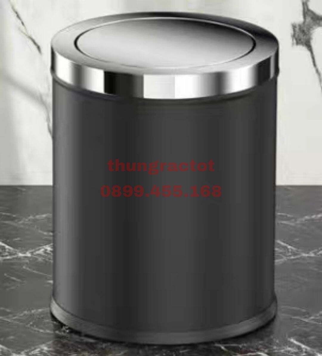 Thùng rác inox tròn nắp lật xoay
