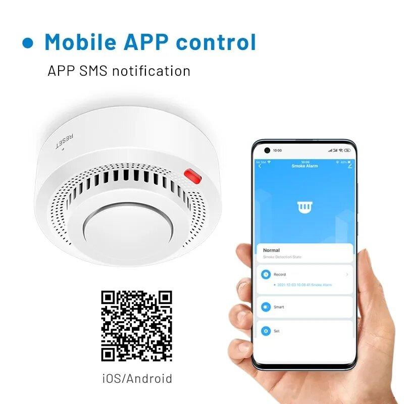 Thiết Bị Báo Khói Wifi Thông Minh Không Dây Gia Đình SmartLife Thông Minh Thiết Bị Phát Hiện Khói Có Độ Nhạy Cao