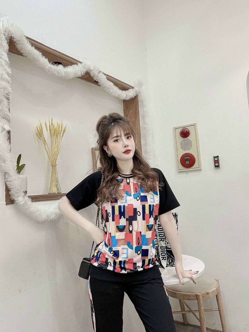 Bộ đồ nữ thun cotton in họa tiết 3D cao cấp