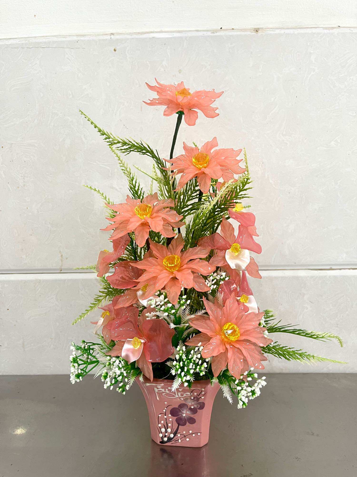 Chậu hoa pha lê cao 40cm ngang 20cm