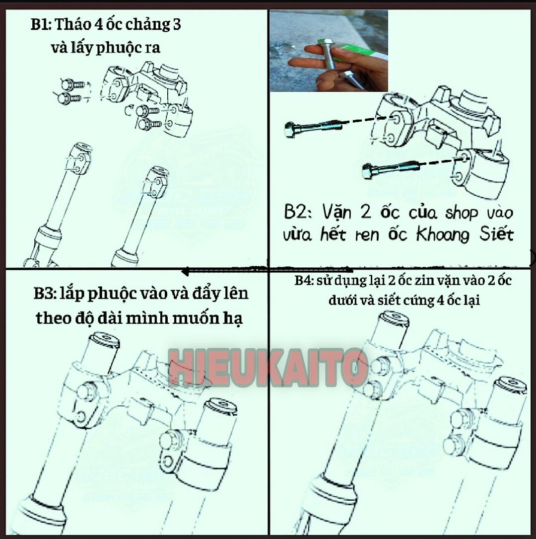 Ốc hạ phuộc cho mọi dòng xe