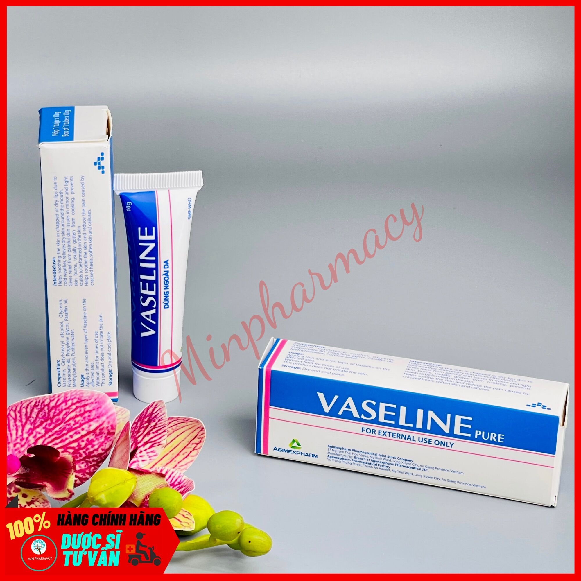 Kem dưỡng ẩm VASELINE Pure Agimexpharm (Tuýp 10g) - Minpharmacy