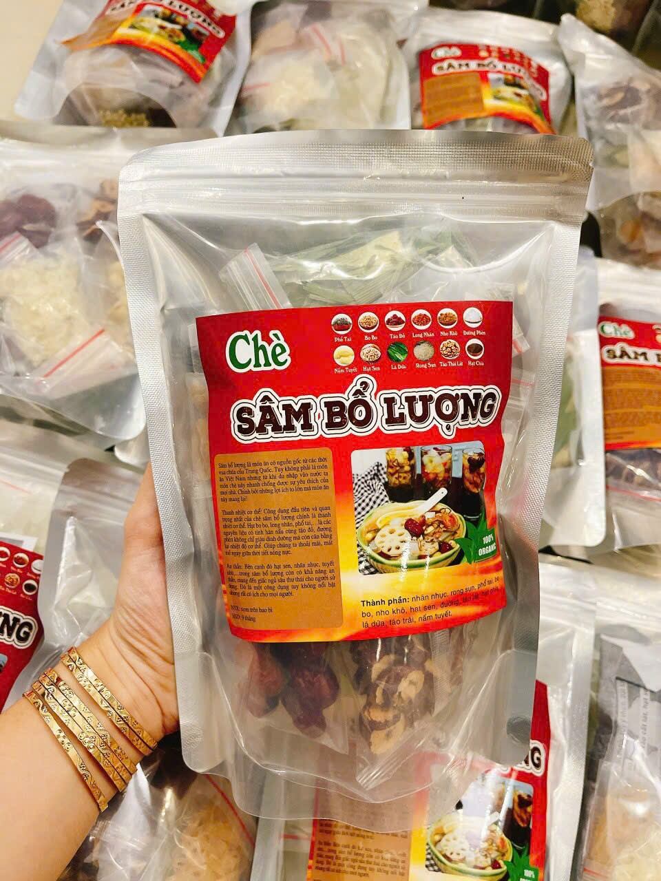 Sâm bổ lượng set 400gram gồm 10 nguyên liệu có sẵn trong 1 set. Chè sâm bổ lượng, sâm bổ lượng, set sâm bổ lượng đủ vị. Hàng y hình shop chụp.