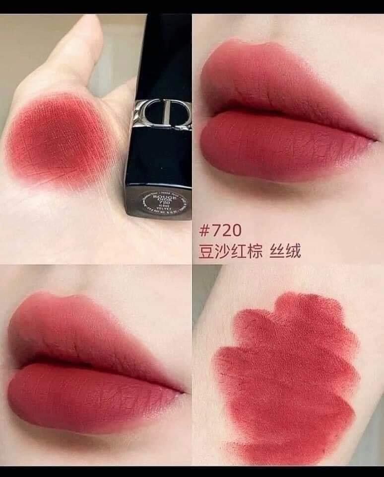 Son Dior nhung mịn màu 720 đỏ nâu gỗ mini nobox