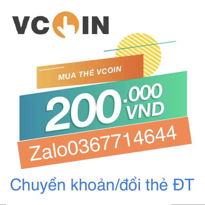 Bảng giá Thẻ vcoin 200k(nhận mã siêu tốc 30s,k vận chuyển) Phong Vũ