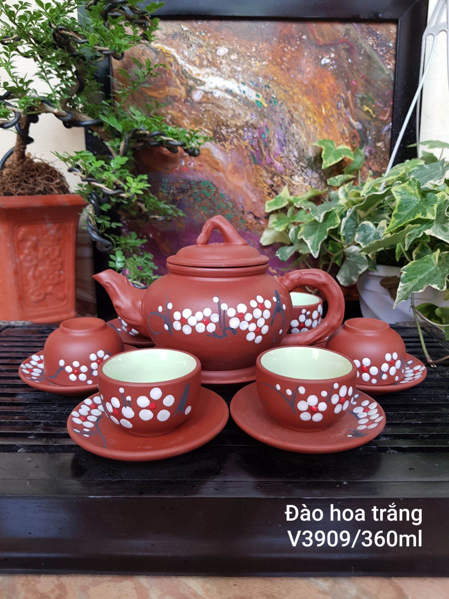 Bộ trà hoa đào ấm 360ml, chén 50ml