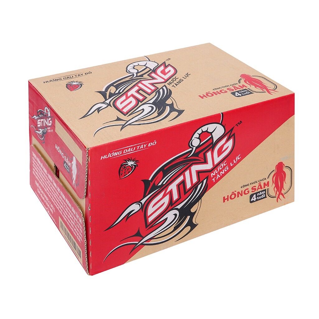 Thùng 24 chai nước tăng lực sting dâu