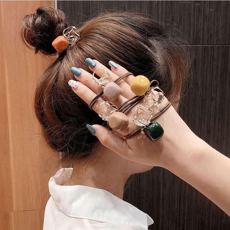 [ SET 2 SỢI ] Dây Buộc Tóc Đính Đá Phong Cách Hàn Quốc - Dây Cột Tóc Nữ