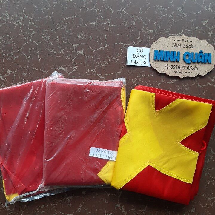 Lá Cờ Đảng, Cờ Búa liềm vải Phi bóng, size 1x1,4met