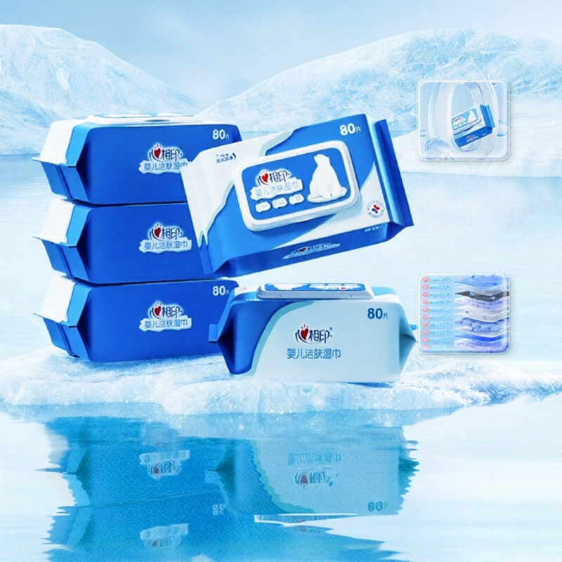 Pure Water Baby Wet Wipes Extra Thick No Additives 80 Sheets 5 Packs Xinyang Baby Wet Wipes Non-Imported Standard Size