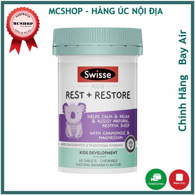 Viên nhai hỗ trợ giấc ngủ ngon và khôi phục cho trẻ Swisse Kids Rest & Restore 60 Tablets