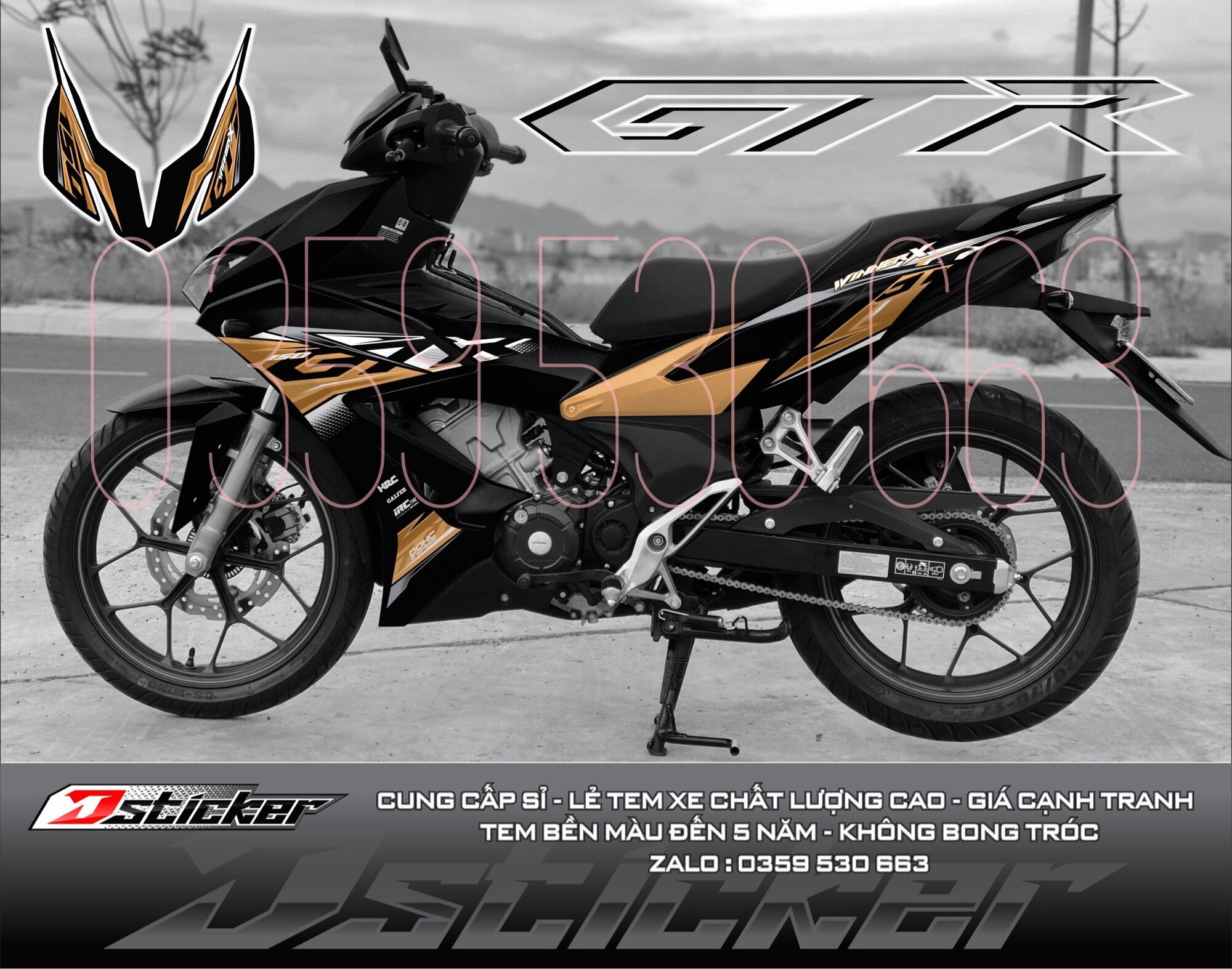 Tem rời winner x xe đen - mẩu gtr vàng đồng 2021