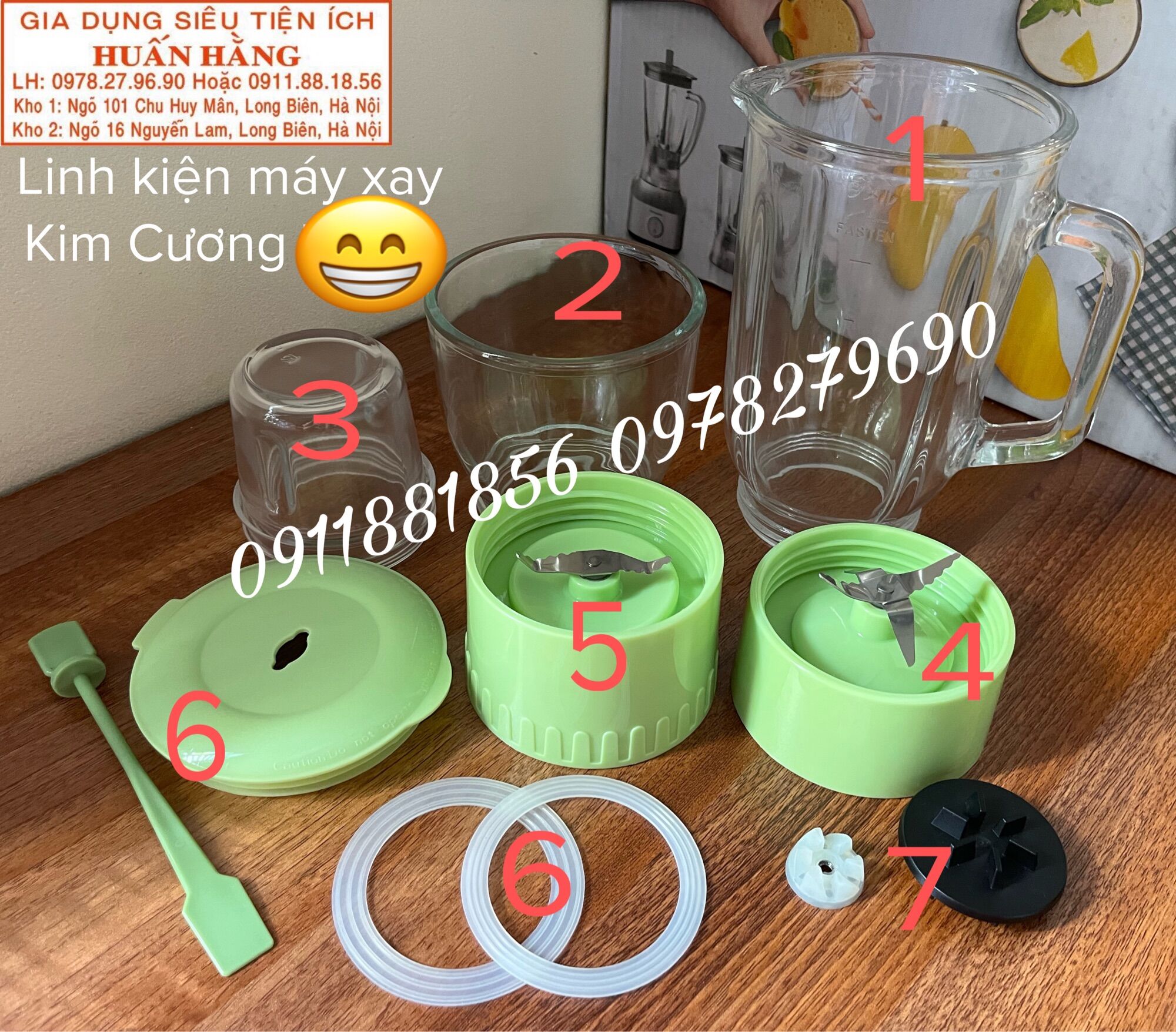 (PHỤ KIỆN MÁY XAY) LY, CỐI THỦY TINH MÁY SINH TỐ KIM CƯƠNG TC02