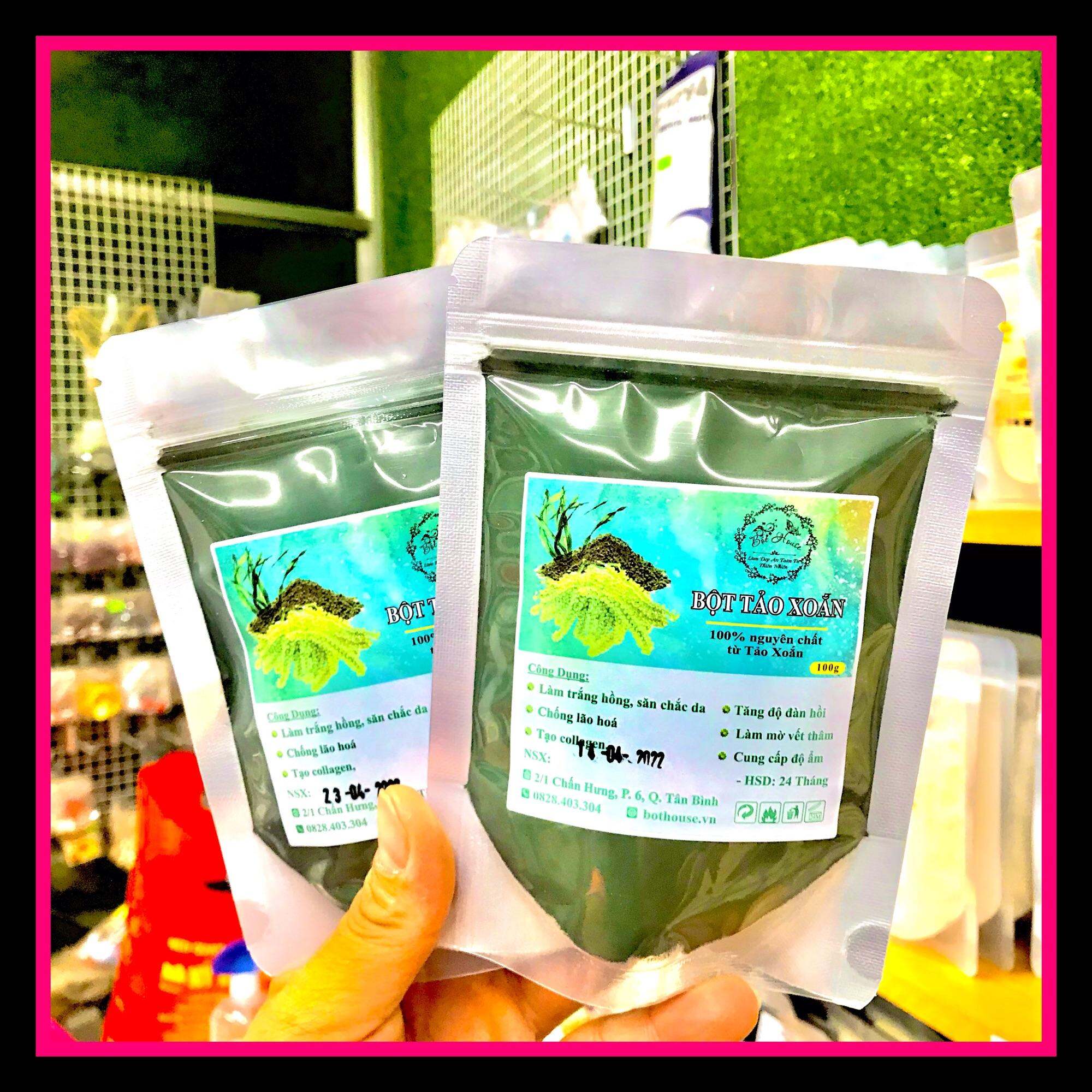 100GAM BỘT TẢO XOẮN SPIRULINA DƯỠNG TRẮNG DA NGUYÊN CHẤT HANDMADE NHÀ BỘT.