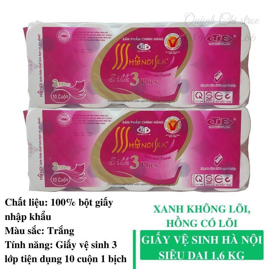 Giấy vệ sinh hà nội silk lốc 10 cuộn 3 lớp có lõi