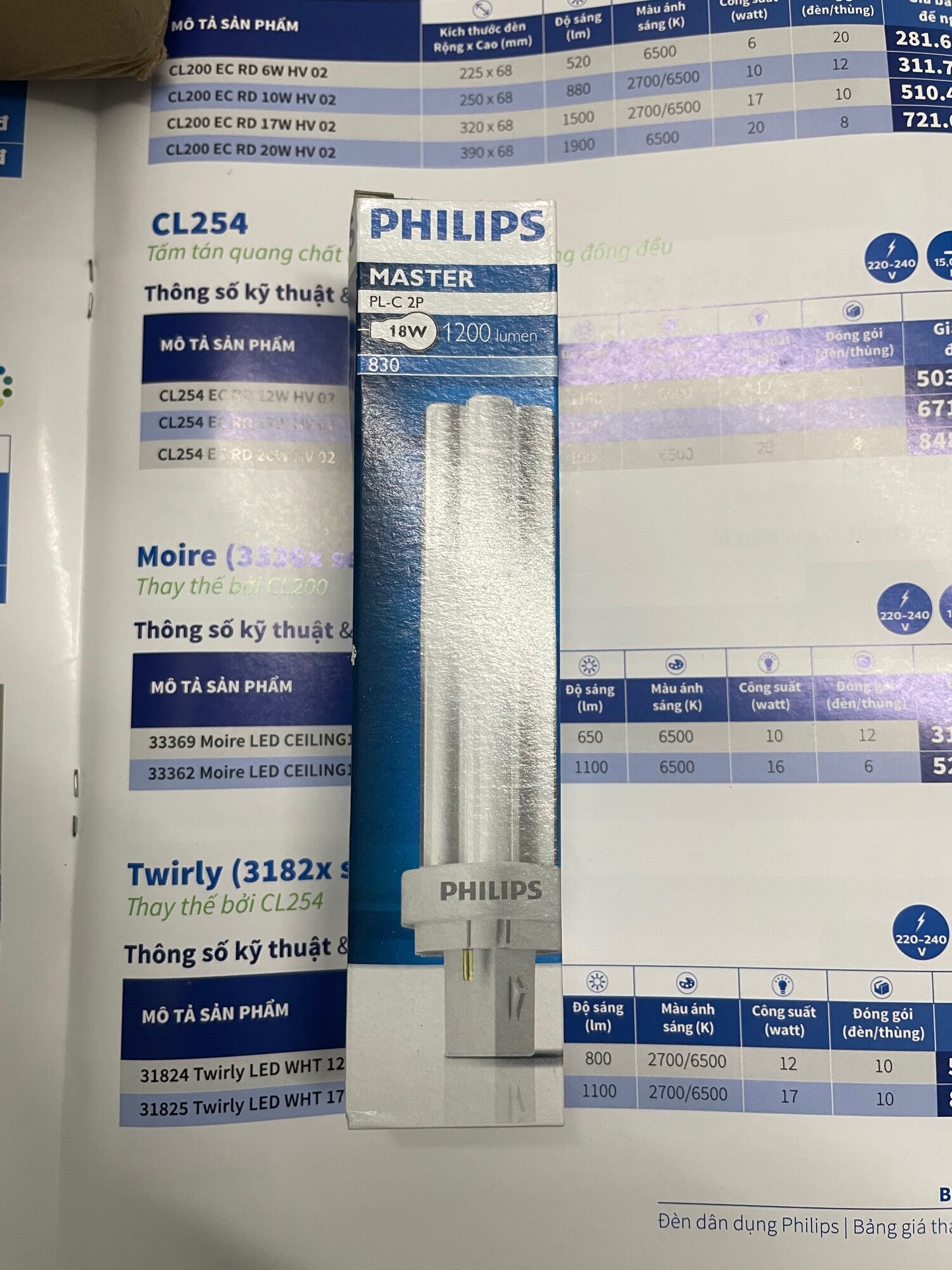 Bóng đèn compact gián tiếp PLc 18w/830 2p