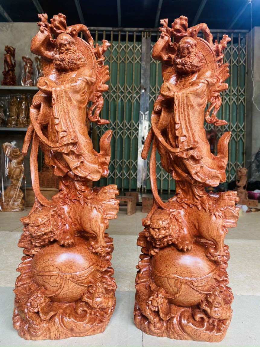 Tượng đạt ma tam lân gỗ hương