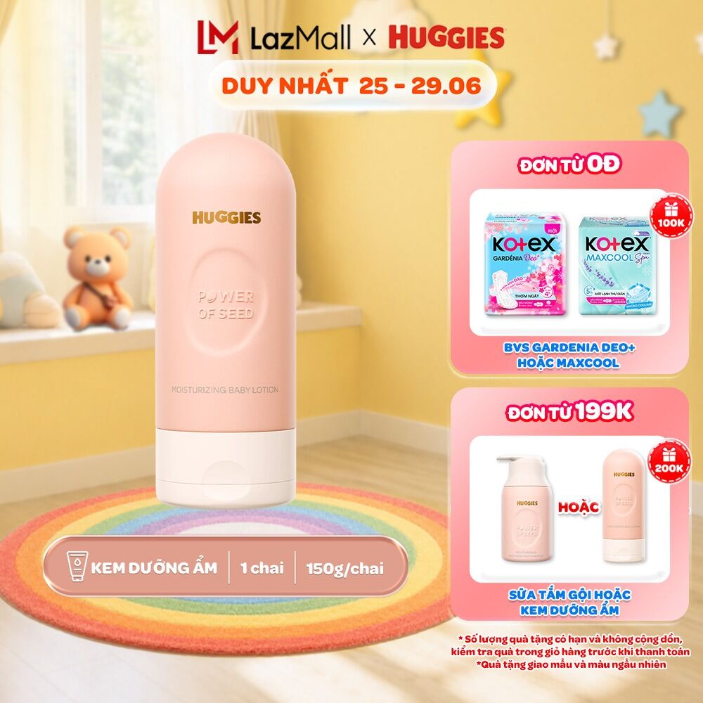 Kem dưỡng ẩm cho bé Huggies Power of Seed 150g MỚI với tinh chất Moroccan Seed oil quý hiếm