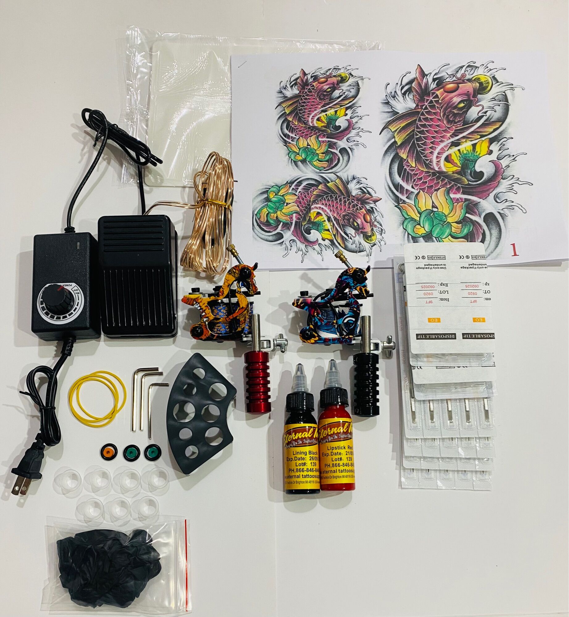 Bộ 2 máy xăm Hoes cho học viên kèm 2 mực tập xăm