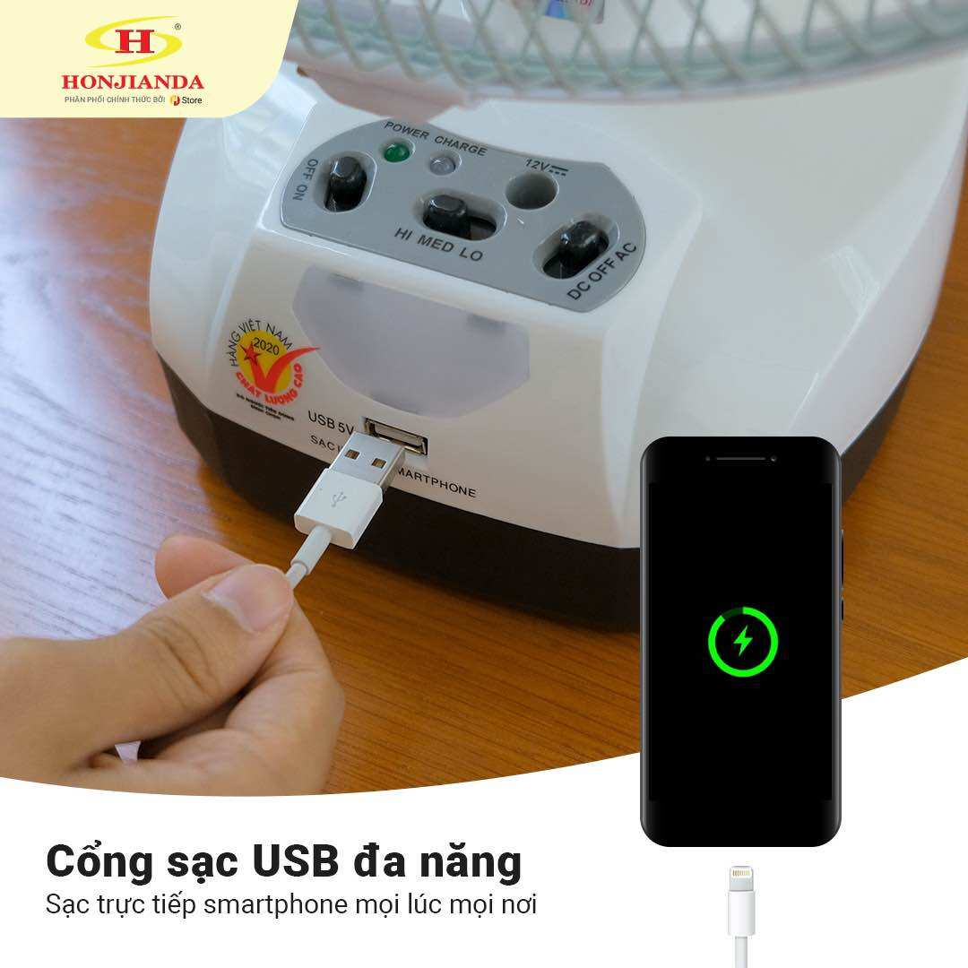 Quạt tích điện Honjianda HJD 301 ( loại 2 bình )