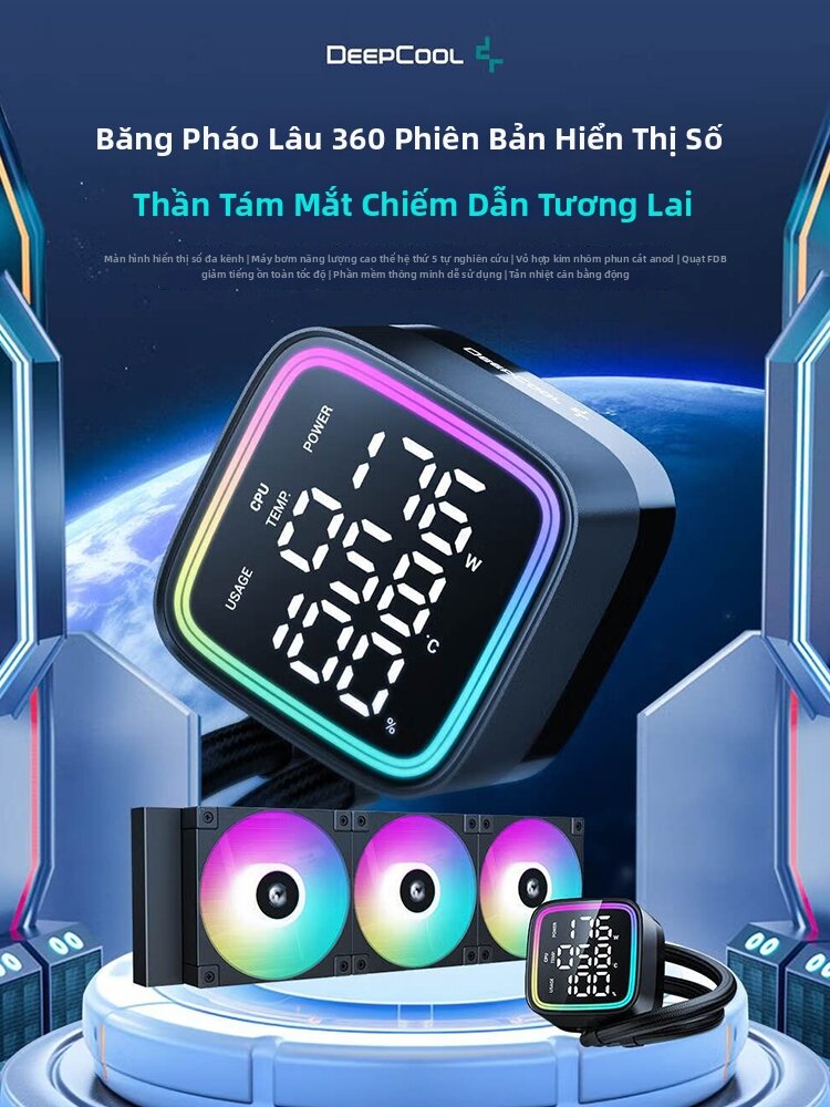 Deepcool | Digital Display ARGB CPU Water Cooler 360 Radiator Giá 2,570,000 Đồng*Miễn phí vận chuyển