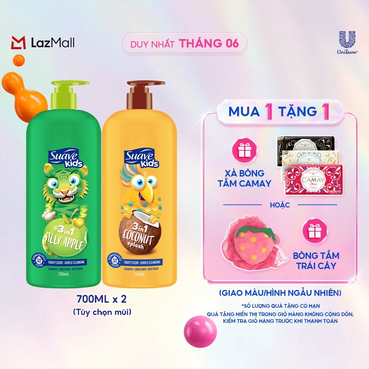 Combo 2 Sữa tắm gội trẻ em Suave Kids 3 trong 1 700mlx2 (tùy chọn mùi)