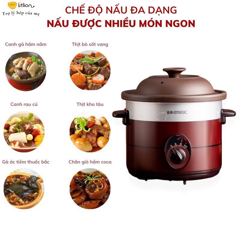 Nồi nấu cháo chậm -Hầm đa năng EMEAL lõi đất sét đen