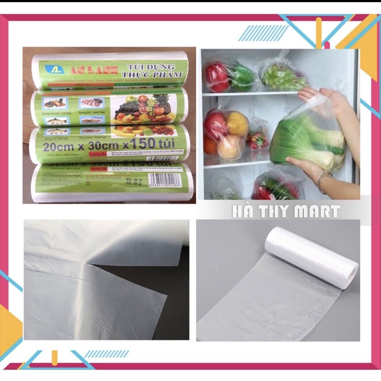 Túi đựng thực phẩm sinh học an lành cuộn túi bóng nhiều kích cỡ đựng thức ăn tủ lạnh bảo quản sạch sẽ