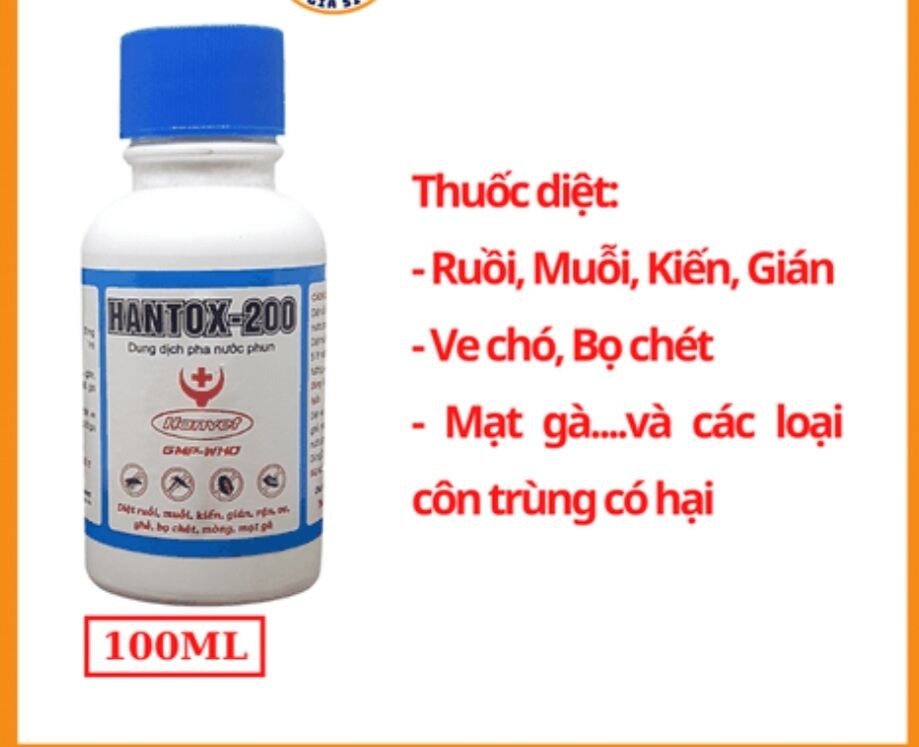 Hantox 200 - 100ml Dung dịch pha phòng, diệt ve, rận, bọ chét, mạt gà