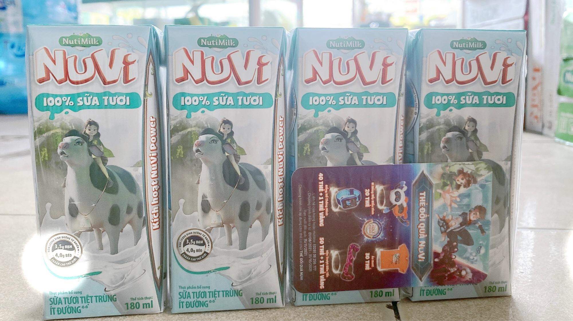 Sữa tươi NUVi ít đường 180ml . Sưu tầm thẻ đổi quà