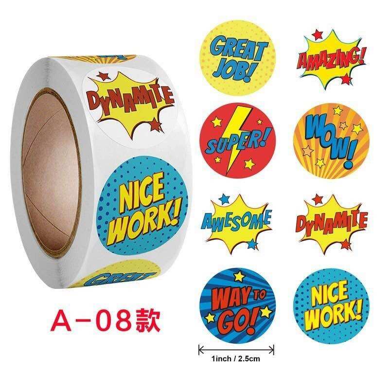 Sticker cuộn khen thưởng, Khích lệ bé học tập 500 sticker/cuộn