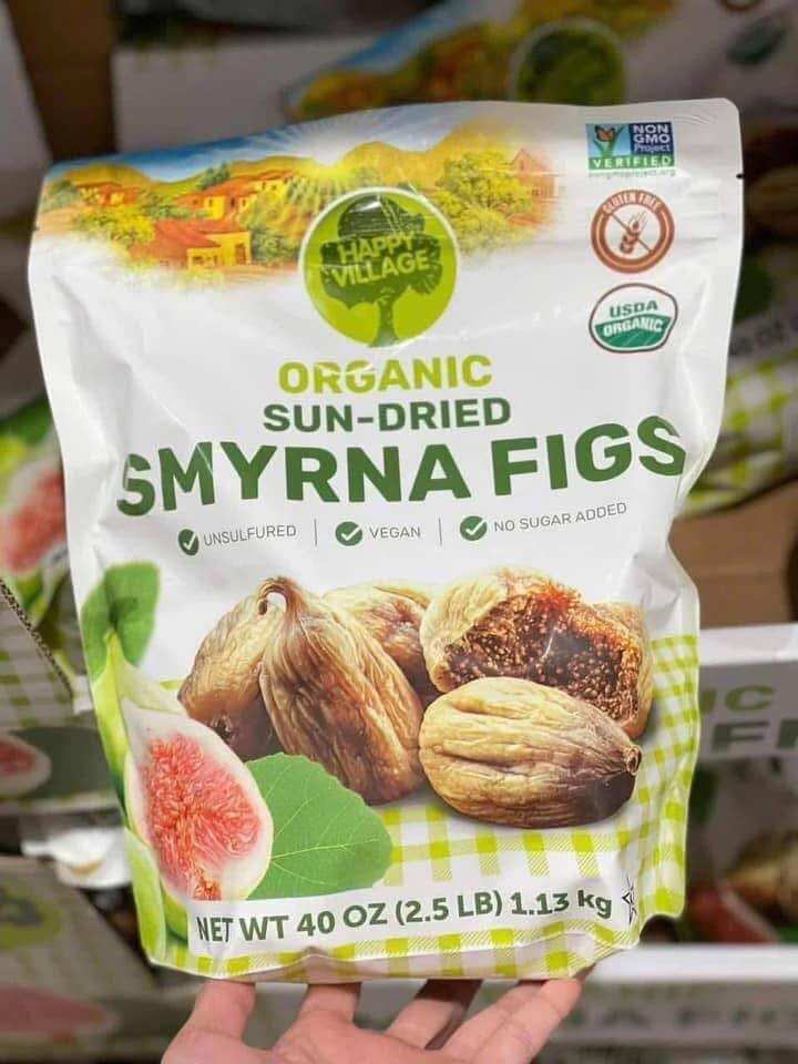 Sung hữu cơ sấy dẻo Happy Village Organic Sun-Dried Smyrna Figs 1.13kg Mỹ