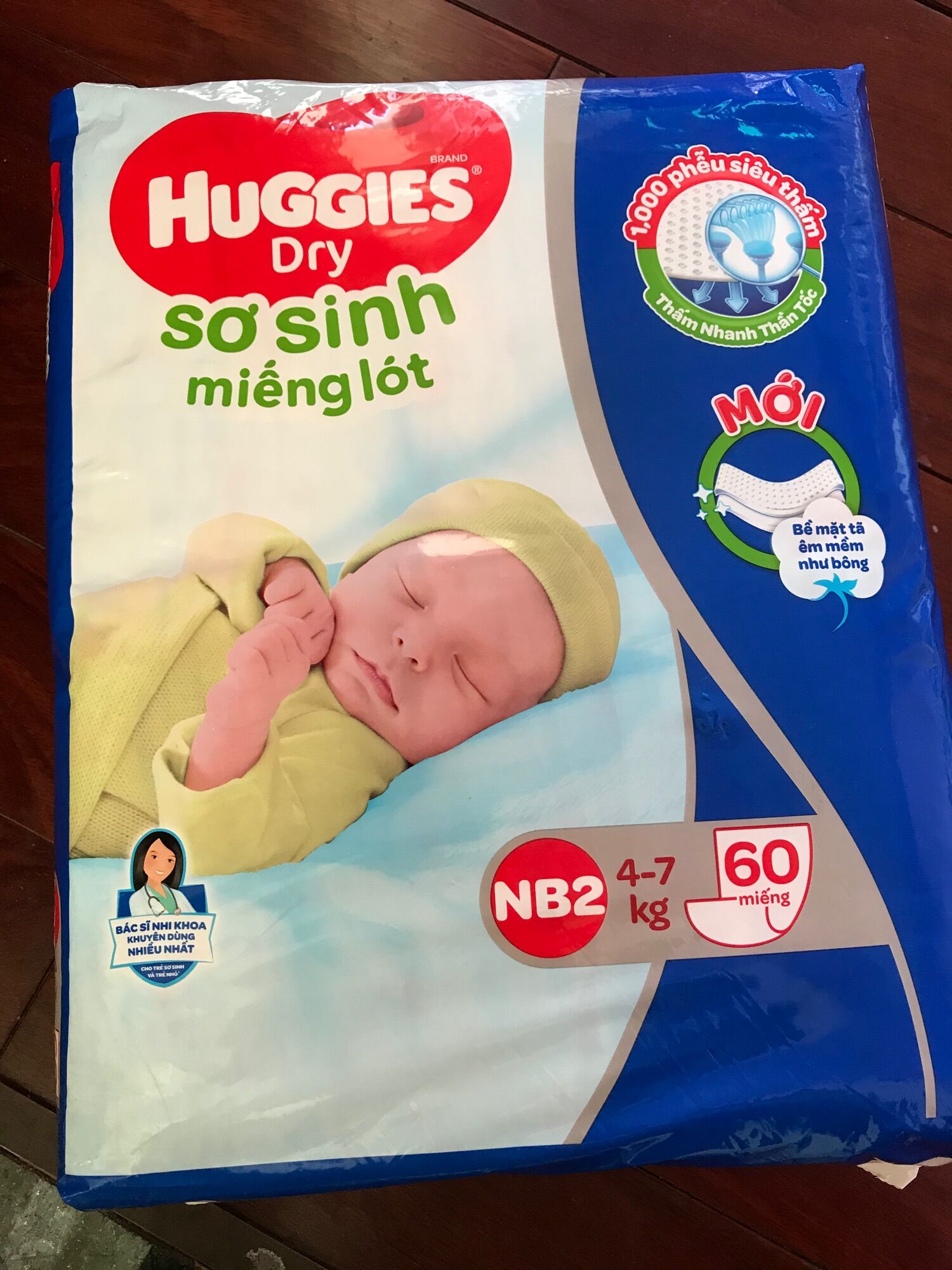 Miếng lót sơ sinh huggies dry nb2 - 60 miếng