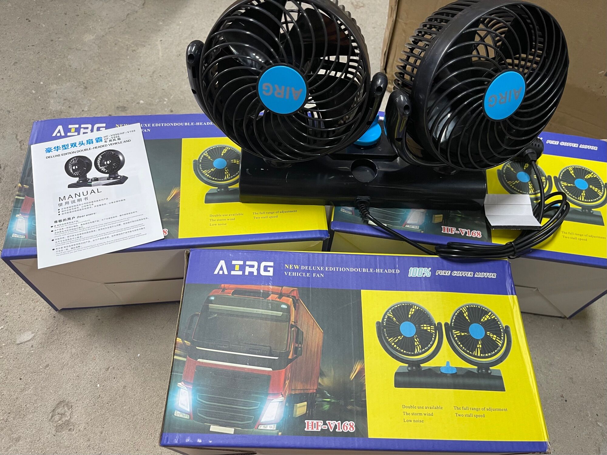 Quạt đôi 12V/ 24V dùng cho xe tải, xe ben