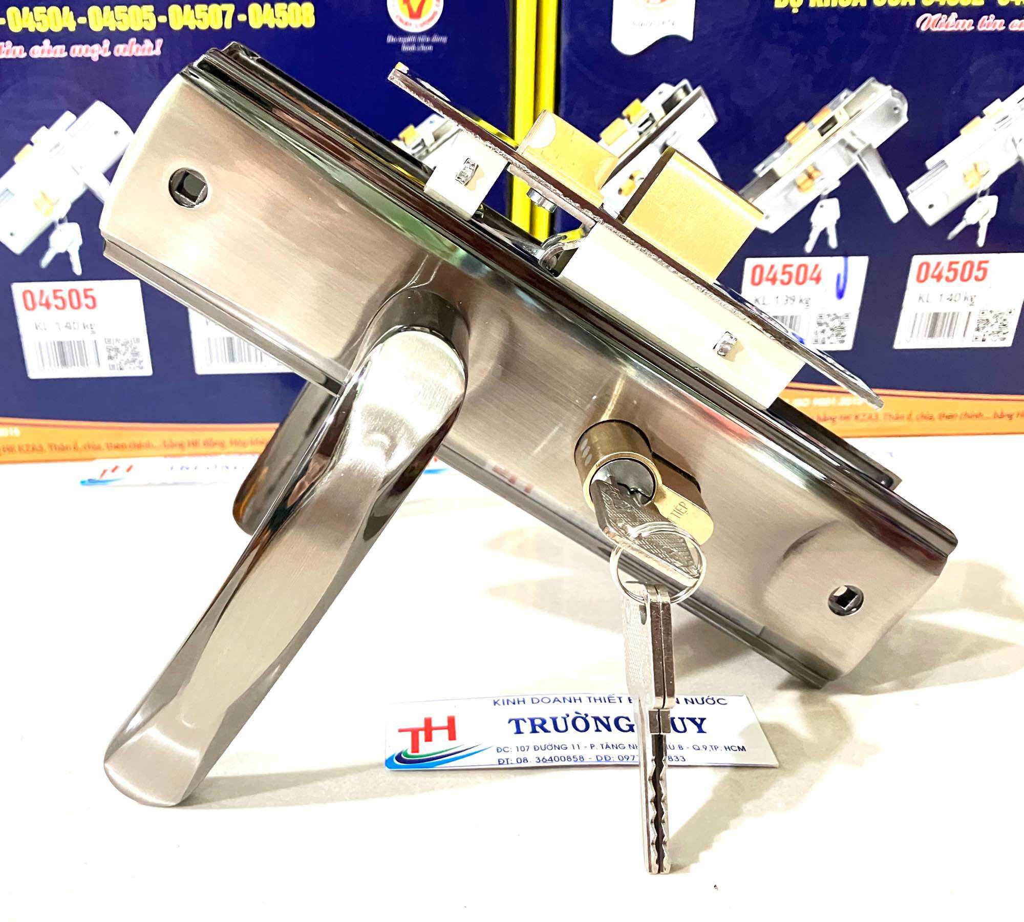 [chính hãng] 04505 Khoá cửa phòng cao cấp Việt Tiệp dài 200mm dùng cửa gỗ, sắt hộp 4x8cm  - Bảo hành 2 năm