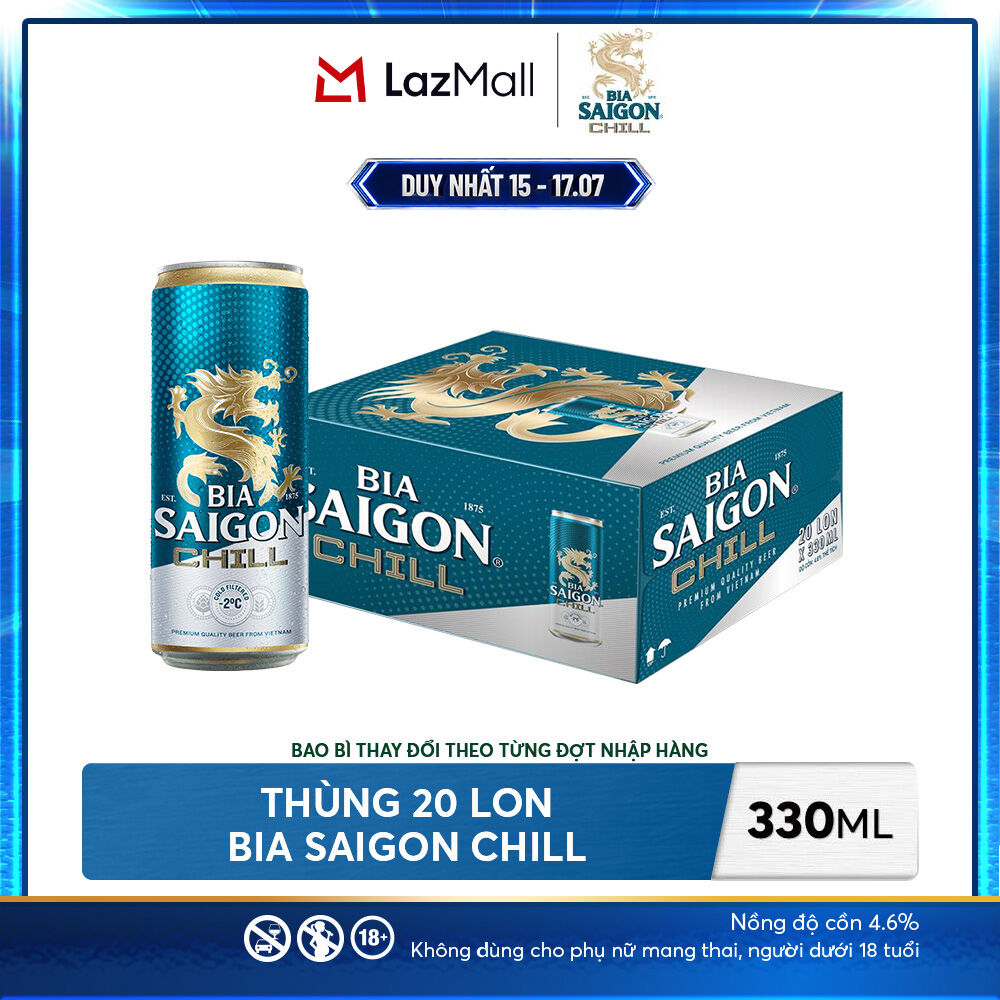 Nồng độ cồn 4.6% - Thùng 20 lon Bia Saigon Chill 330ml
