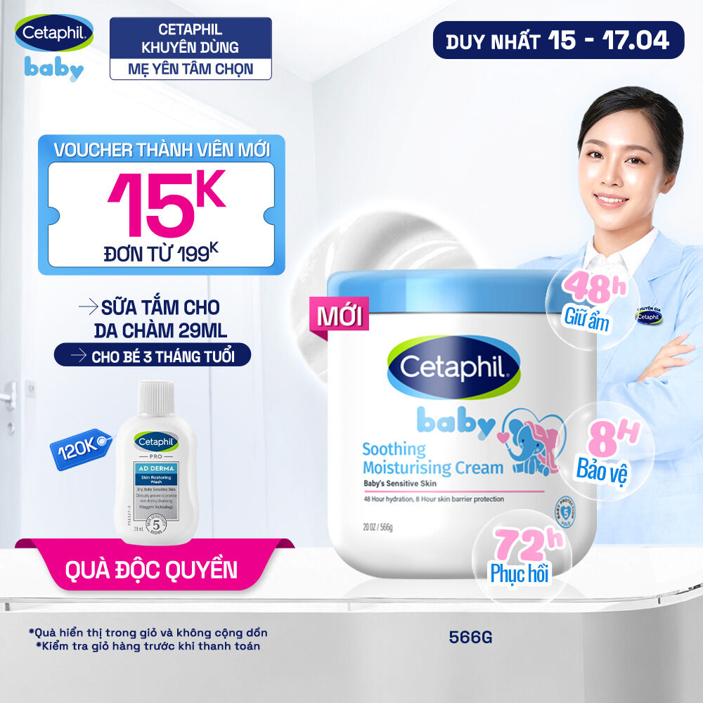 [MỚI] Kem làm dịu và dưỡng ẩm cho bé Cetaphil Baby Soothing  Moisturising Cream hũ 566g