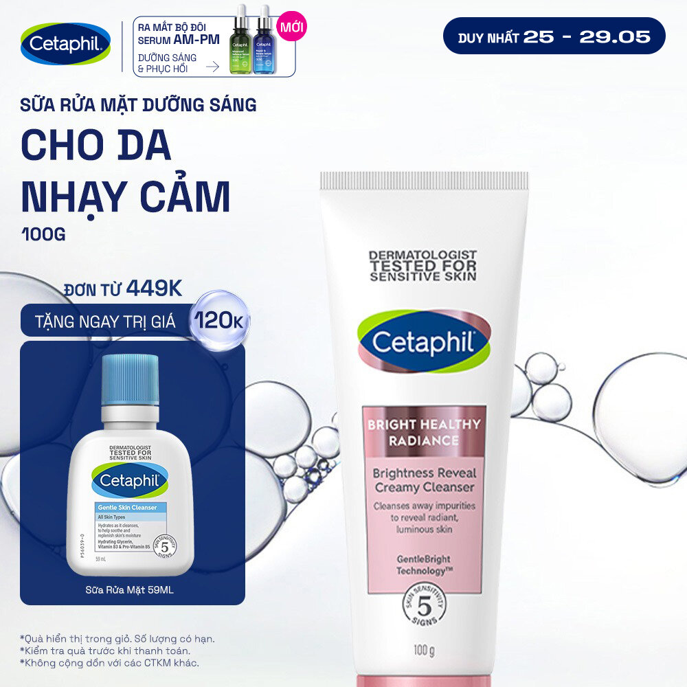 Sữa rửa mặt làm sáng cho da nhạy cảm Cetaphil Bright Healthy Radiance Brightness Reveal Creamy Cleanser 100g