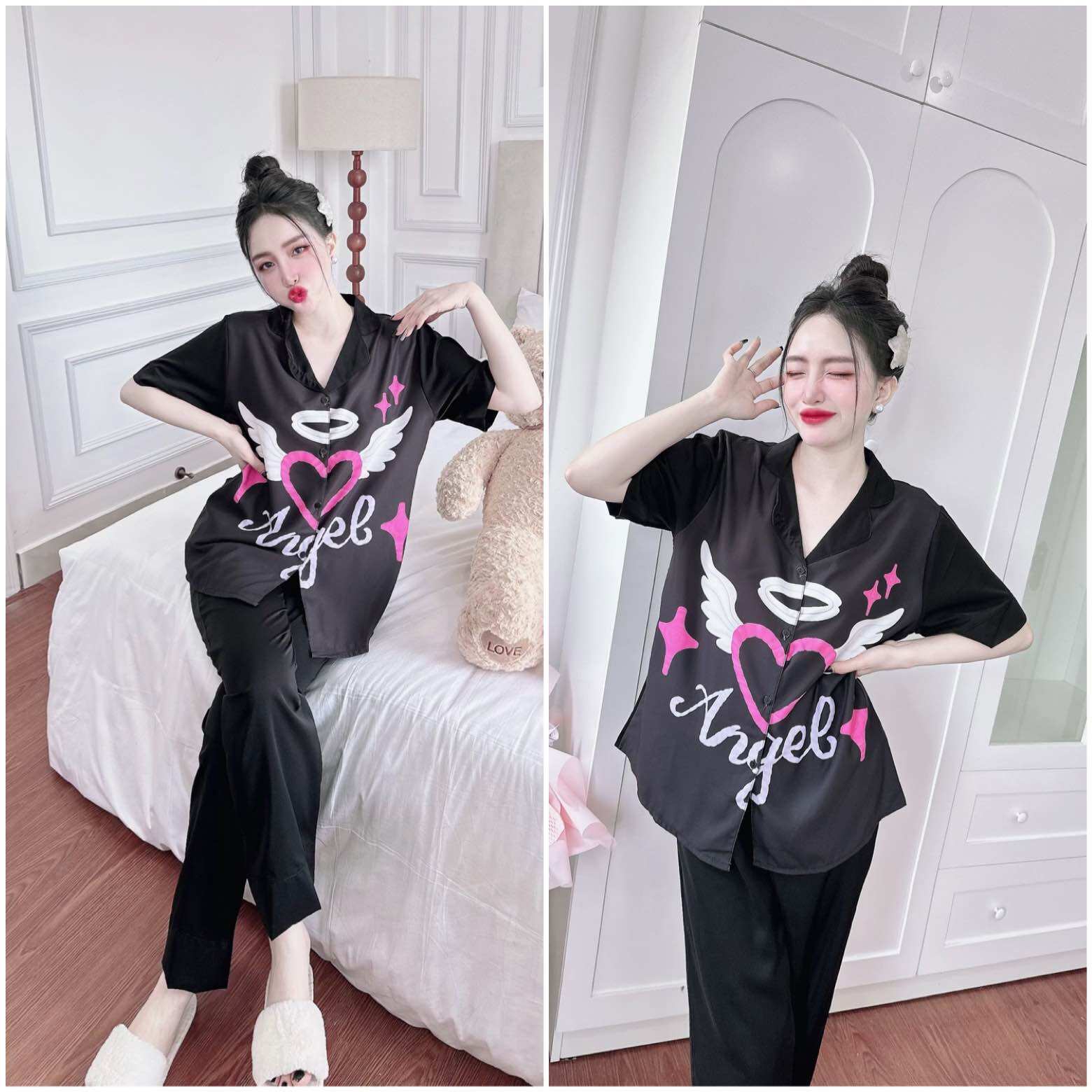 (50-100kg)Bigsize Đồ Bộ Lụa Mango In 5D Cao Cấp - Hàng Chuẩn Size