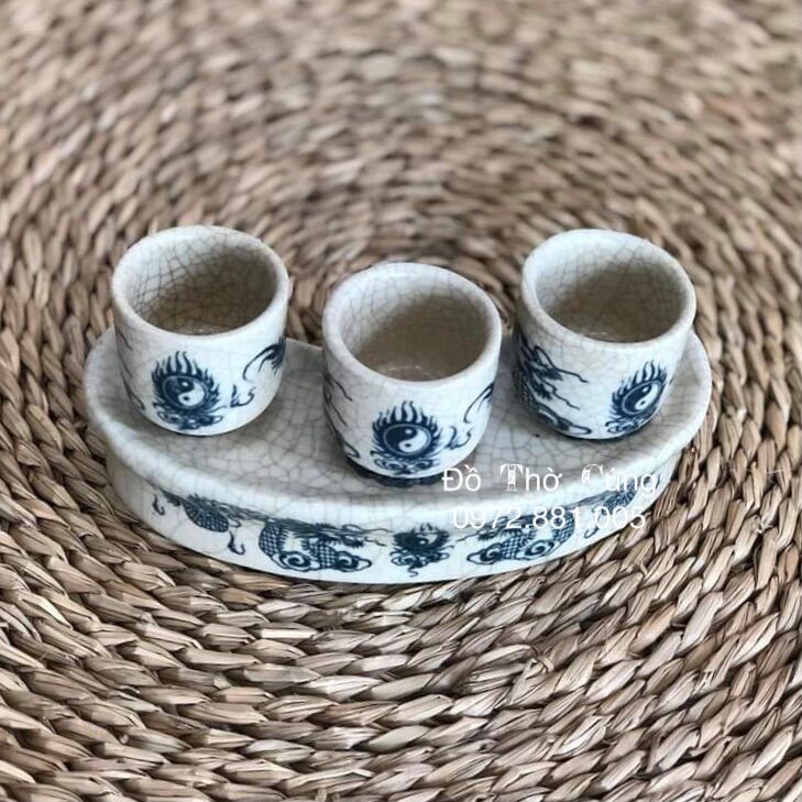 Bộ kỉ thờ, bộ chén kỷ thờ Men Rạn Đen