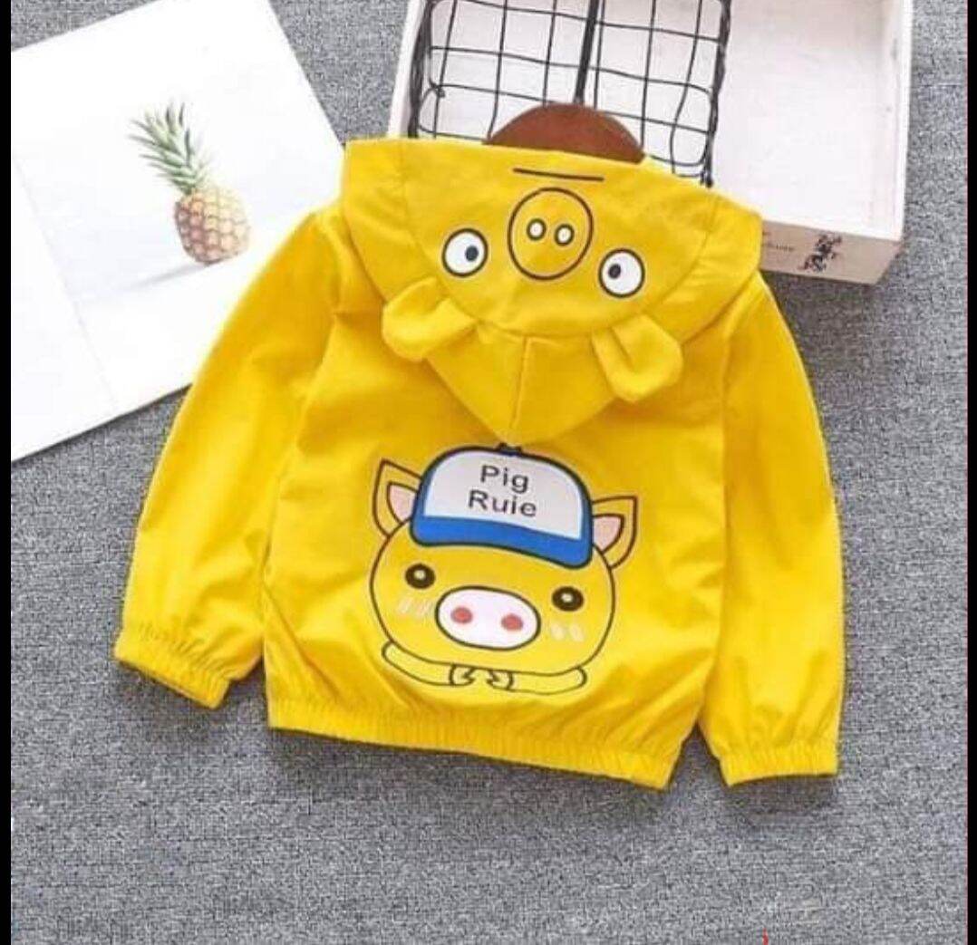Áo khoác gió 2 lớp hình heo cho bé trai bé gái