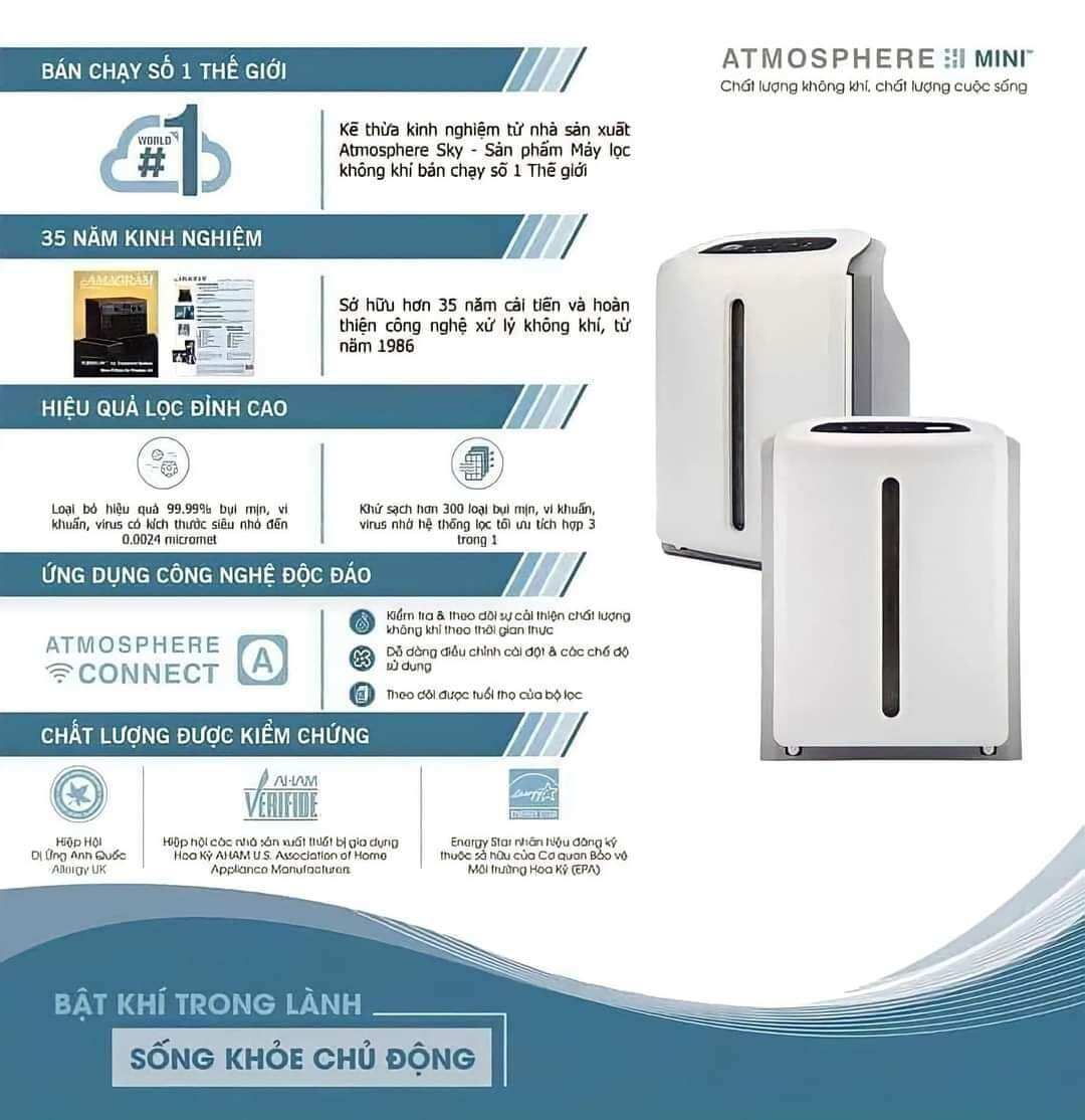 Siêu Khuyến Mãi Mua MÁY LỌC KHÔNG KHÍ ATMOSPHERE MINI giảm 500000đ và tặng